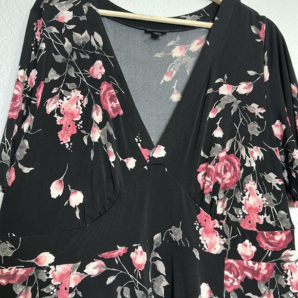 Torrid Black Floral Jersey Knit Skater Dress Womens Plus Size 2X Fit Flare Party - Picture 4 of 13